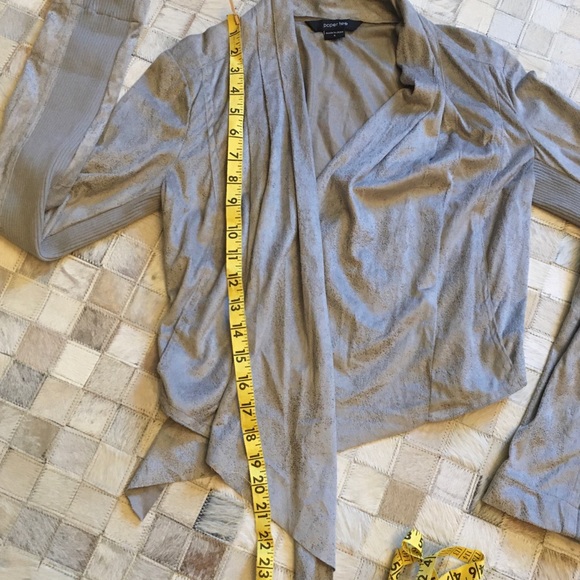 paper tee Taupe Open/Waterfall Front Thin Jacket - Picture 10 of 10